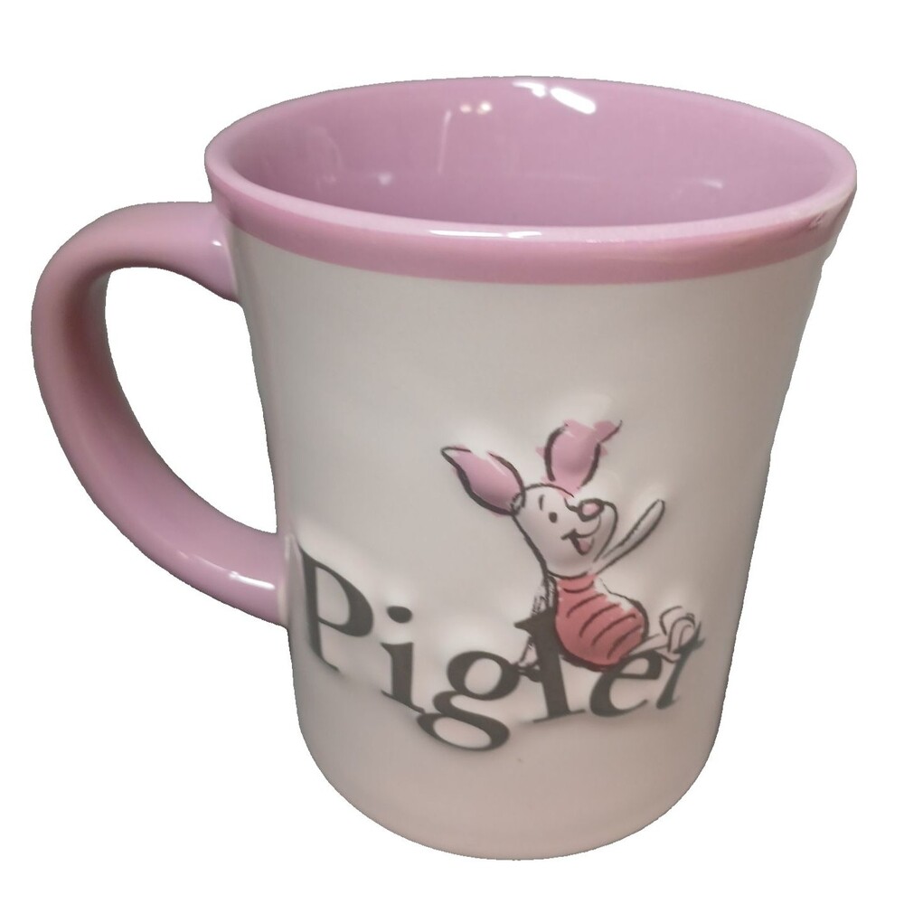 Disney Piglet Raised Design Embossed Pink on Pink Coffee Mug Tea Cup Preowned